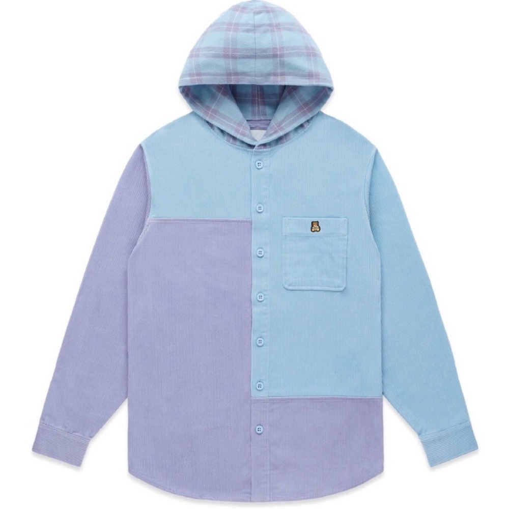 Teddy Fresh Corduroy Color Block Hooded Jacket‎ XS Purple Blue